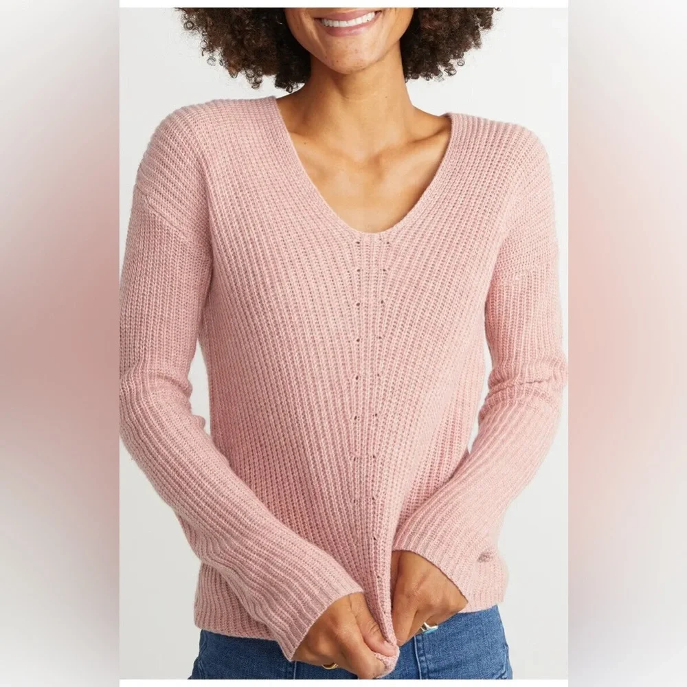 Marine Layer Cashmere Blend Elisa V-Neck Sweater large - Picture 2 of 7